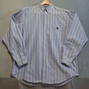 Ralph Lauren Tilden Men XL Blue Pinstripe Long Sleeved Button Down Shirt Vintage